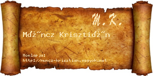 Müncz Krisztián névjegykártya
